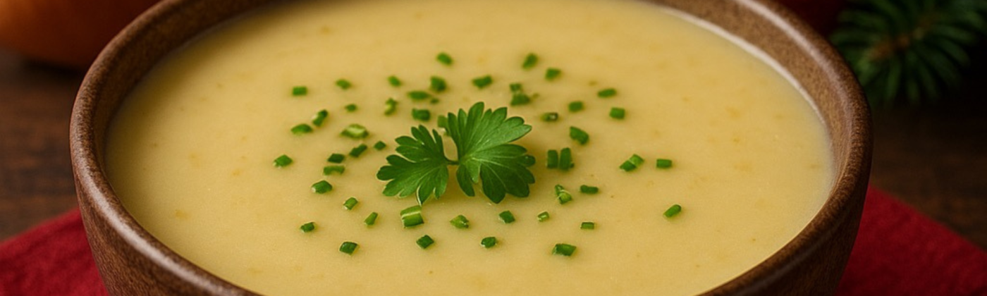 Velouté d’Oignons Caramélisés & Chips de Légumes